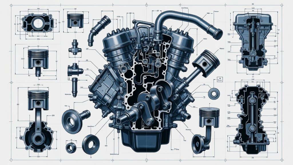 Sprängskiss motor